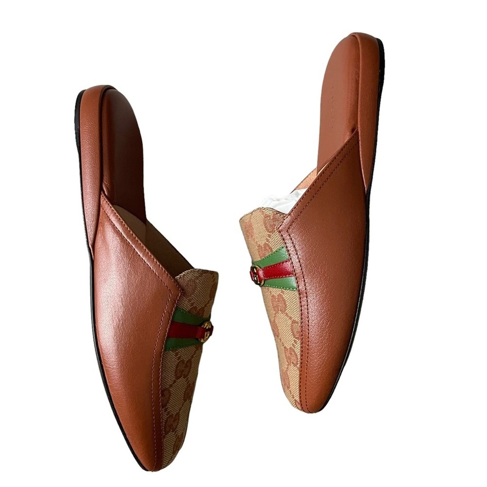 NEW Gucci Princetown GG Monogram Mules Slide Brown Size 37 - Picture 4 of 11